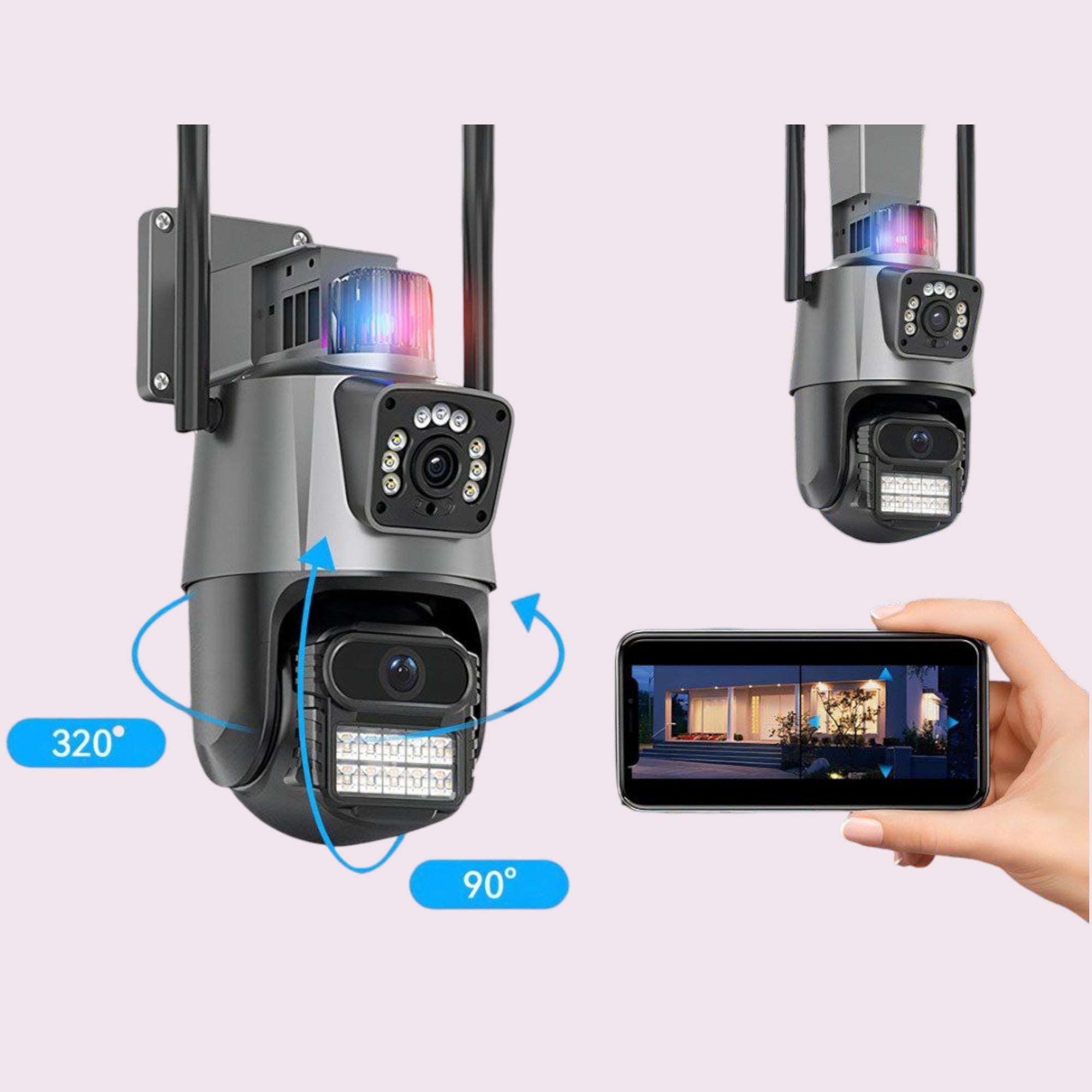 📹 Cámara de Seguridad WiFi 360° 4K Ultra HD con Doble Lent