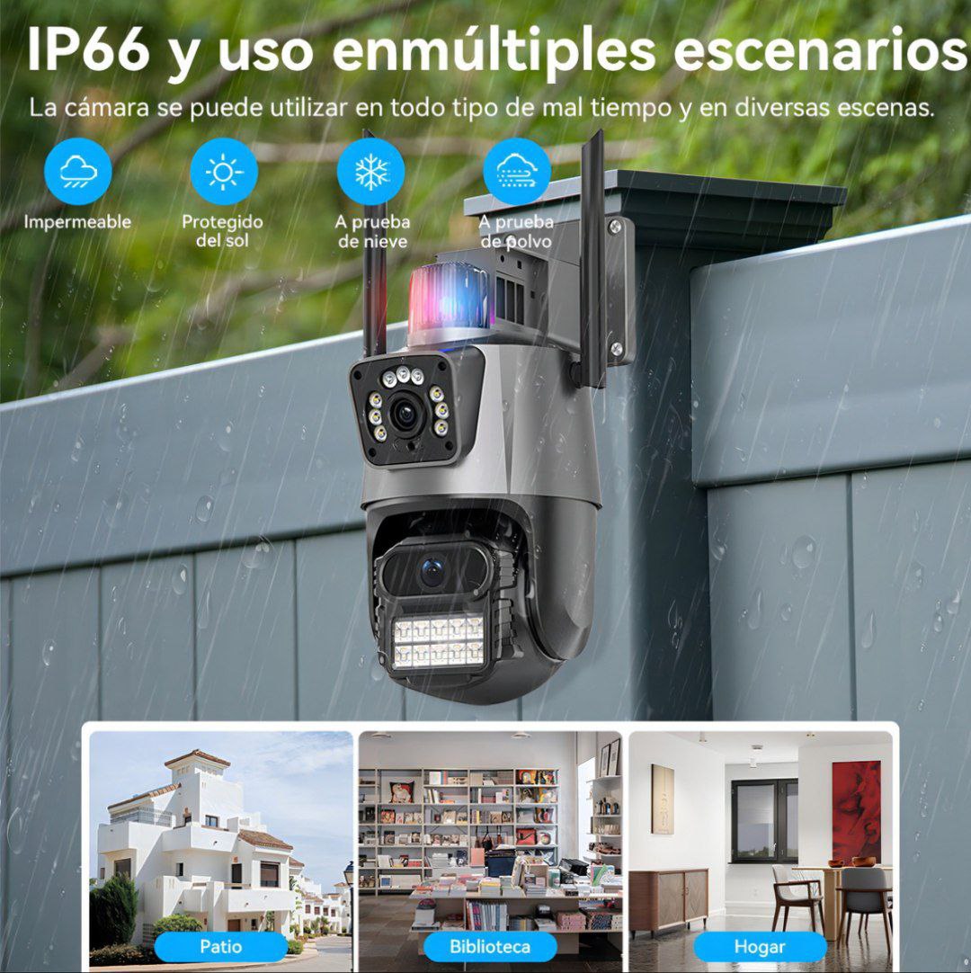 📹 Cámara de Seguridad WiFi 360° 4K Ultra HD con Doble Lent